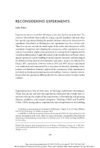 Reconsidering Experiments