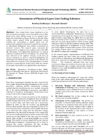 Simulation of Physical Layer Line Coding Schemes