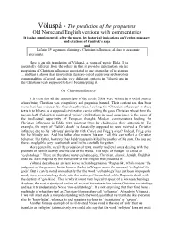 The Prediction of the Prophetess Old Norse and English Versions