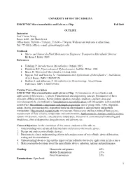 UNIVERSITY of SOUTH CAROLINA EMCH 792C Micro/Nanofluidics And