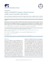 ADAM and ADAMTS Proteases in Hepatic Disorders Julia Bolik1, Janina E