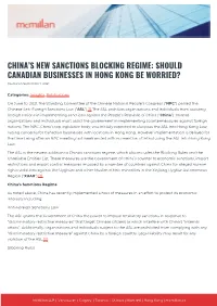 China's New Sanctions Blocking Regime: Should Canadian Businesses In