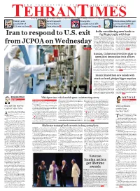 Iran to Respond to U.S. Exit from JCPOA on Wednesday