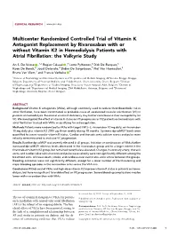 Multicenter Randomized Controlled Trial of Vitamin K Antagonist