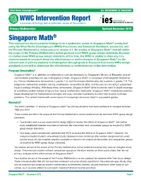 Singapore Math® WWC Intervention Report
