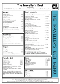 The Traveller's Rest Menu
