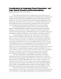 Considerations for Integrating Postural Restoration® and Yoga: General Overview and Recommendations by Emily Soiney, PT, DPT, PRC, CST, RYT