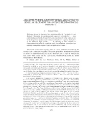Judicial Immunity Makes Absolutely No Sense: an Argument for an Exception to Judicial Immunity.*