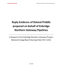 Reply Evidence of Roland Priddle Prepared on Behalf of Enbridge Northern Gateway Pipelines