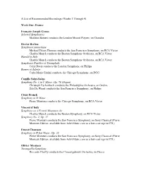 A List of Recommended Recordings (Weeks 1 Through 4)