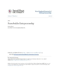Framebuilder Entrepreneurship Joshua Shuart Sacred Heart University, Shuartj@Sacredheart.Edu