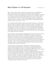 Mary Poppins Jr. Full Synopsis from Mtishows.Com