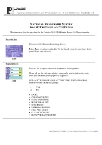 National Readership Survey Ds-Capi Protocol –October 2010