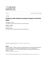 Profiling for Public Workforce Investment Programs in the United States