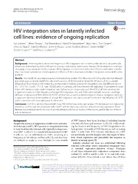 HIV Integration Sites in Latently Infected Cell Lines