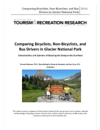 Comparing Bicyclists, Non-Bicyclists, and Bus Drivers in Glacier National Park