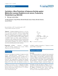Cyslabdan, a New Potentiator of Imipenem Activity Against Methicillin-Resistant Staphylococcus Aureus, Produced by Streptomyces Sp