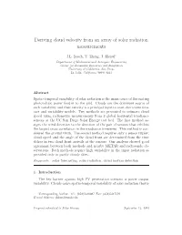 Deriving Cloud Velocity from an Array of Solar Radiation Measurements
