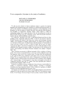 From Comparative Literature to the Study of Mediators