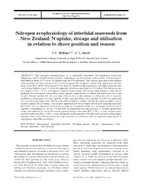 Nitrogen Ecophysiology of Intertidal Seaweeds from New Zealand: N Uptake, Storage and Utilisation in Relation to Shore Position and Season