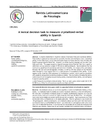 A Lexical Decision Task to Measure Crystallized-Verbal Ability in Spanish
