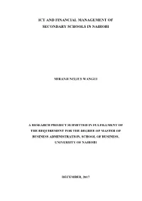Ict and Financial Management of Secondary Schools in Nairobi