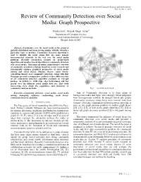 Review of Community Detection Over Social Media: Graph Prospective