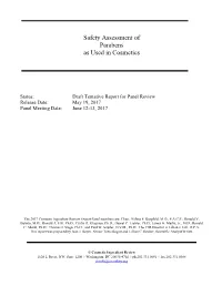 Safety Assessment of Parabens As Used in Cosmetics
