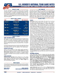 U.S. Women's National Team Game Notes 2019-20 Rivalry Series - Game 4 | Vancouver, B.C