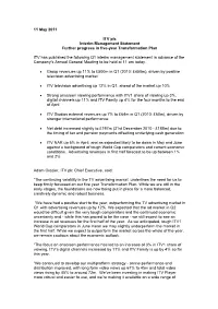 11 May 2011 ITV Plc Interim Management Statement Further