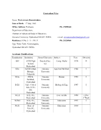 Curriculum Vitae Name: Prof.Avvaru Ramakrishna Date of Birth