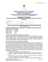 EHRM Certificate Program with Clinical Externship C5 (Created 9/3/15)