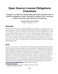 Open Source License Obligations Checklists