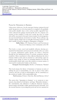 Praise for Humanism in Business Values Make a Difference