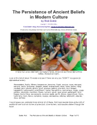 The Persistence of Ancient Beliefs in Modern Culture by Rick Doble