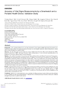 Accuracy of Vital Signs Measurements by a Smartwatch and a Portable Health Device: Validation Study