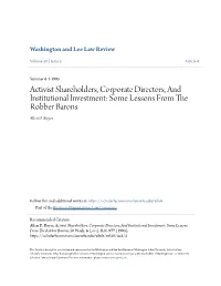 Activist Shareholders, Corporate Directors, and Institutional Investment: Some Lessons from the Robber Barons Allen D