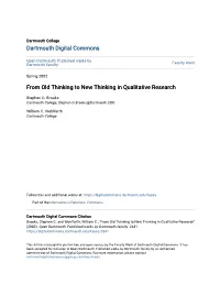 From Old Thinking to New Thinking in Qualitative Research