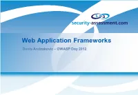 OWASP 2012 Dos and Don'ts of Web Application Frameworks