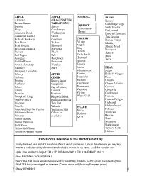 Rootstocks Available at the Winter Field Day Initially There Will Be a Limit of 4 Rootstocks of Each Variety Per Person