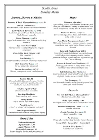 Scotts Arms Sunday Menu