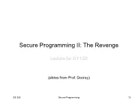 Secure Programming II: the Revenge