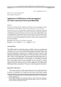 Application of GPR Survey in the Investigation of a Plane Crash from the Second World War