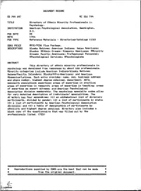 DOCUMENT RESUME RC 016 794 TITLE Directory of Ethnic Minority