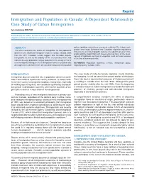 Immigration and Population in Canada: a Dependent Relationship Case Study of Cuban Immigration