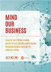 MIND OUR BUSINESS — Amplify the Transformative Power of Sustainable and Inclusive Business Models Through EU External