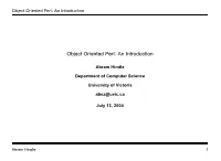 Object Oriented Perl: an Introduction