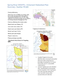 Spring River WRAPS – 9 Element Watershed Plan Summary- Seekan RC&D