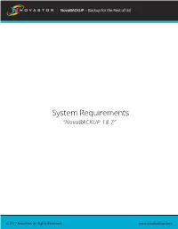 System Requirements “Novabackup 18.7”