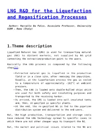 D for the Liquefaction and Regasification Processes
